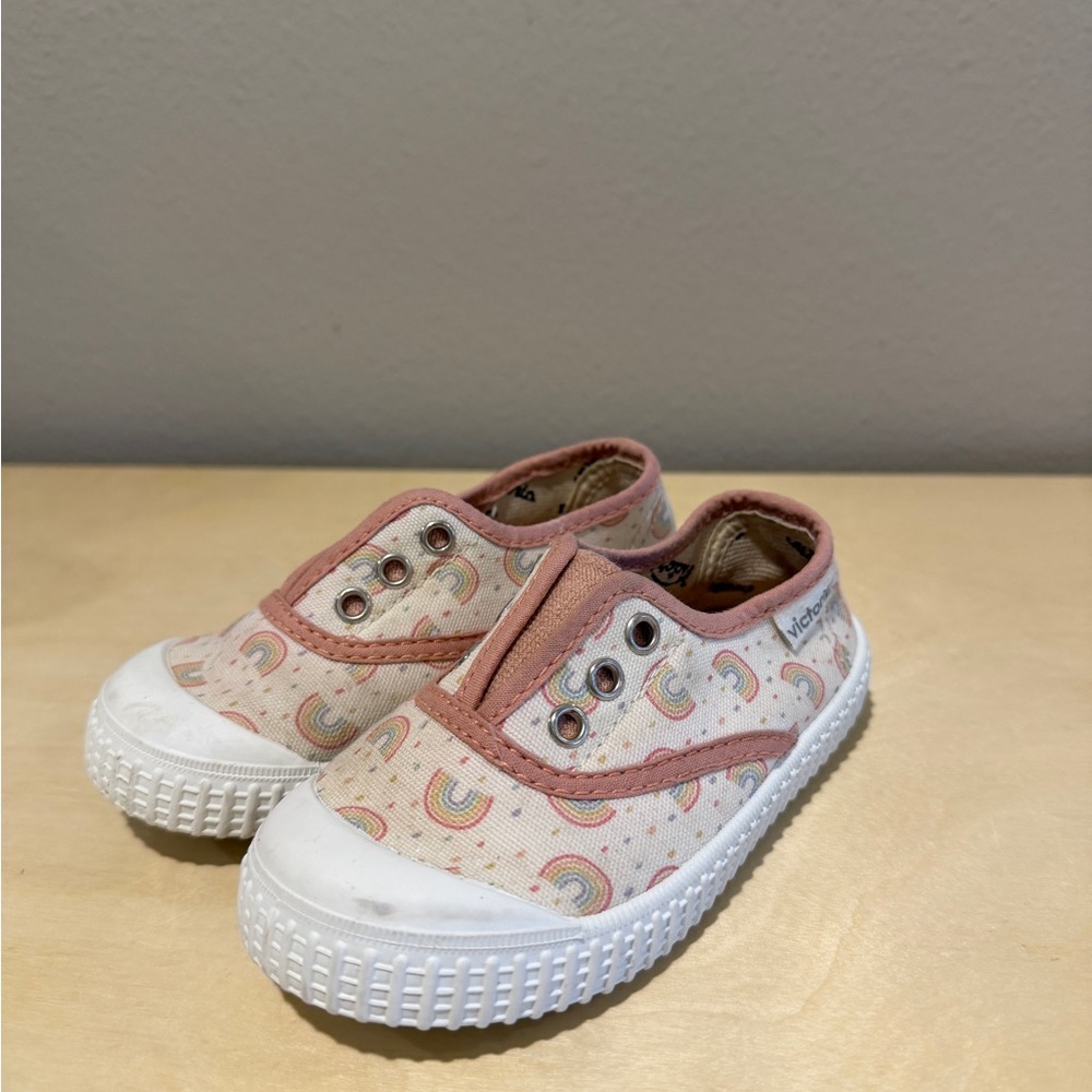 Victoria Pink Rainbow Slip-On Canvas Shoes